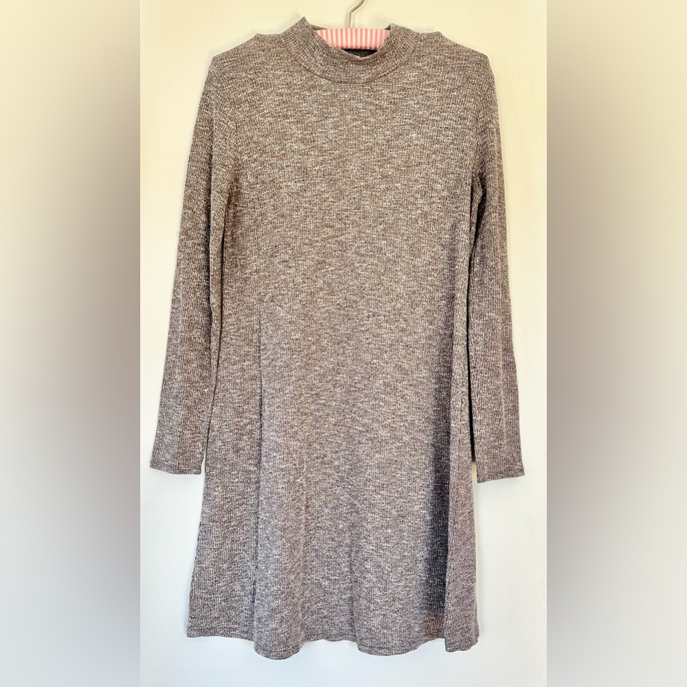 Madewell Heathered Taupe Knit Long-Sleeve Dress